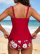 Set Tankini Floreale Arricciato con Bretelle a Volant Anni '50 3