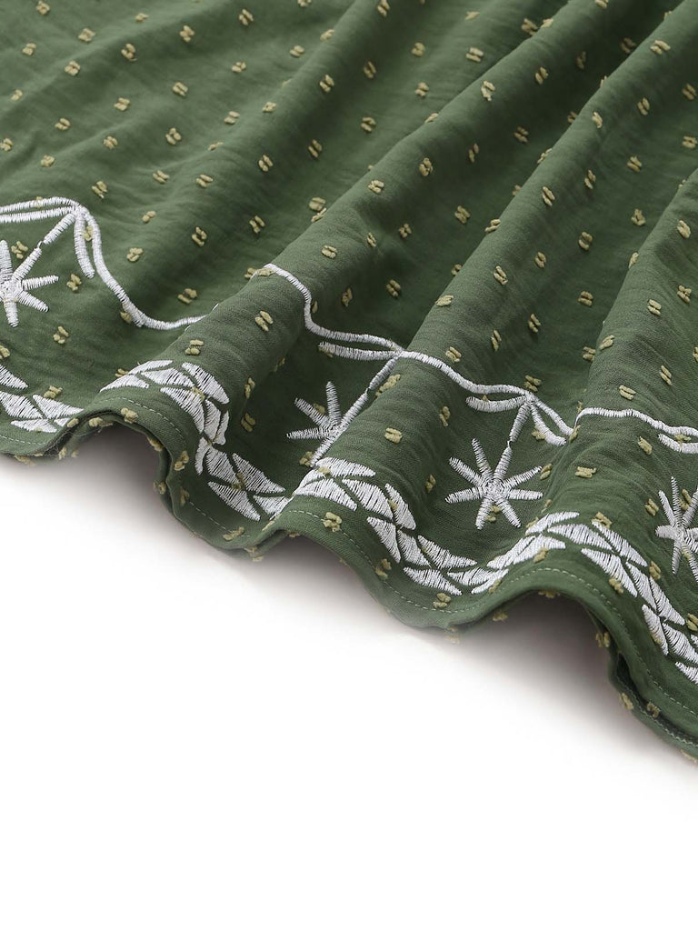 Abito con Scollo Quadrato Ricamo Jacquard Smock Anni '40 6