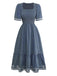 Abito con Scollo Quadrato Ricamo Jacquard Smock Anni '40 8