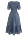Abito con Scollo Quadrato Ricamo Jacquard Smock Anni '40 9
