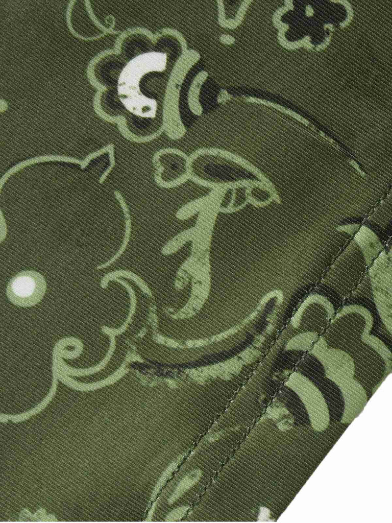Abito a ruota in pizzo paisley patchwork verde anni '50