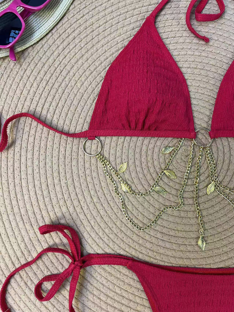 [Pre-Vendita] Set Bikini Triangolo Costolato con Catena Dorata Anni '60 8