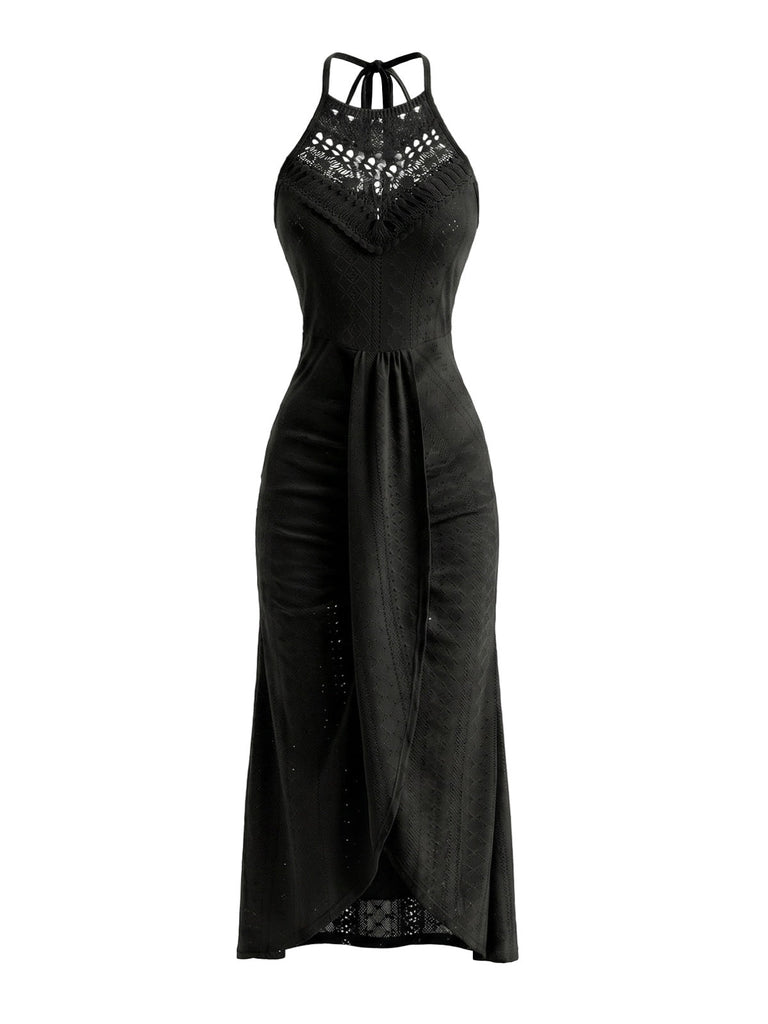 Abito Halter Ritagliato in Crochet Anni '60