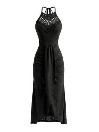 Abito Halter Ritagliato in Crochet Anni '60