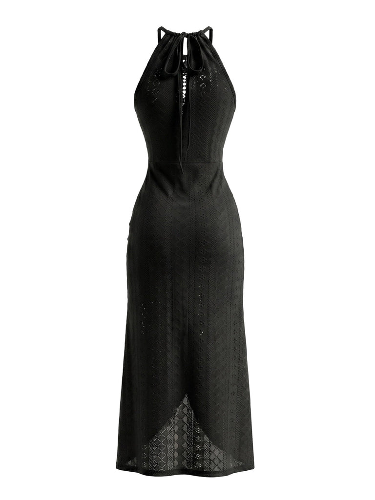 Abito Halter Ritagliato in Crochet Anni '60