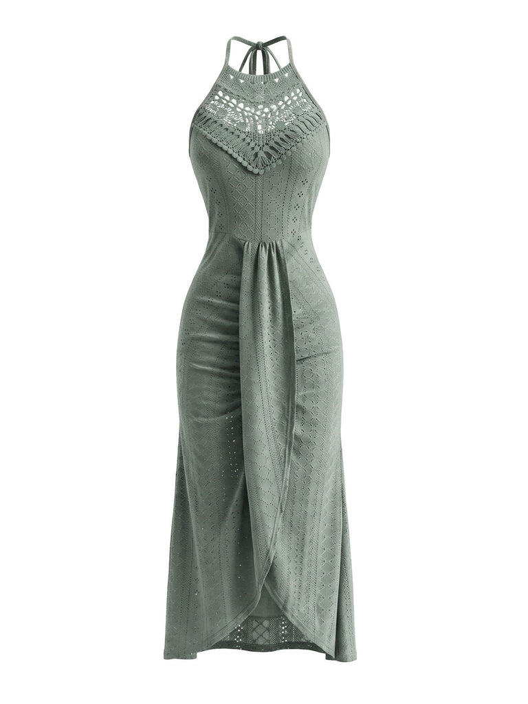 Abito Halter Ritagliato in Crochet Anni '60