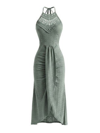 Abito Halter Ritagliato in Crochet Anni '60
