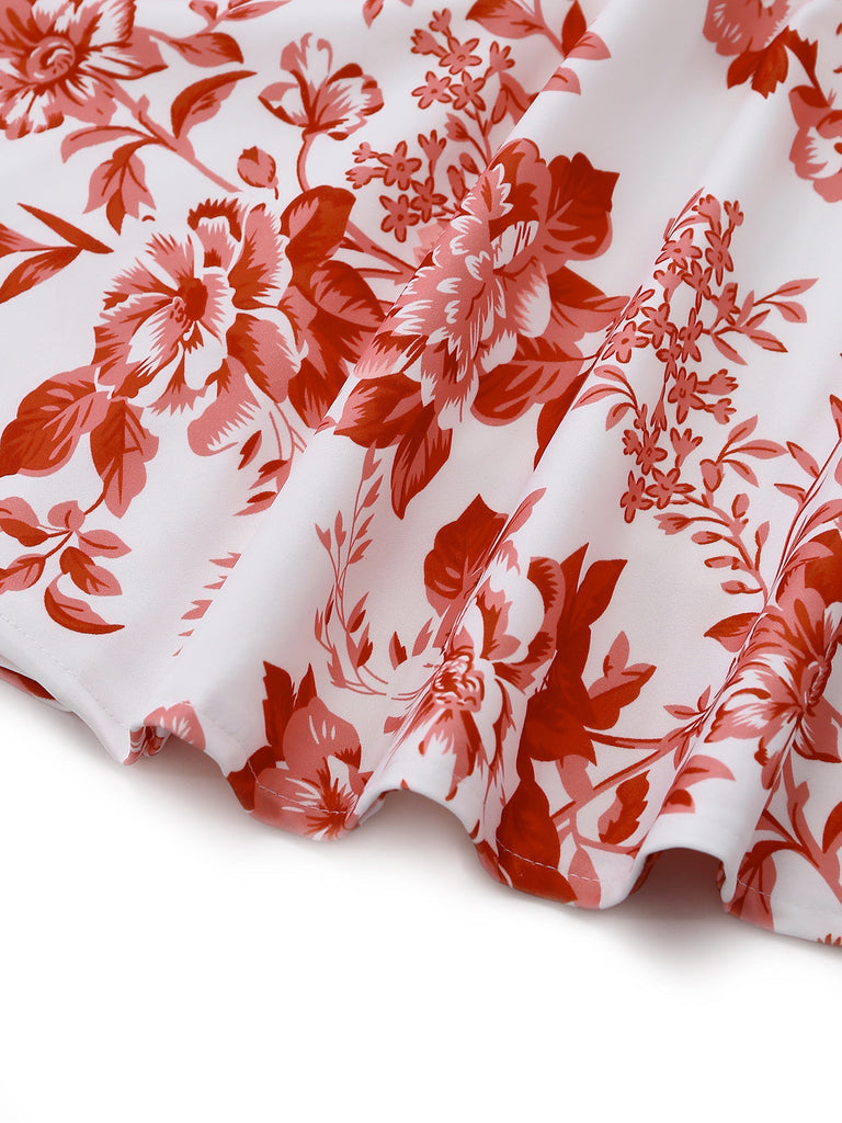 Abito a Campana Floreale Halter Senza Maniche Schiena Scoperta Anni '60 5