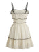 Mini Abito Bianco con Texture e Volant con Spalline Sottili Anni '60 3