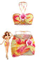 2PCS Set Bikini Anni '60 Floreale con Scollo All'americana e Copricostume Aderente