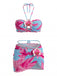 2PCS Set Bikini Floreale Halter e Copricostume Aderente Anni '60 6