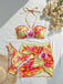 2PCS Set Bikini Floreale Halter e Copricostume Aderente Anni '60 5