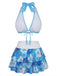 Set Bikini Blu Anni '60 Multistrato con Floreale