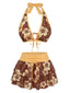 Set Bikini Marrone Anni '60 Multistrato con Floreale