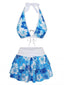 Set Bikini Blu Anni '60 Multistrato con Floreale
