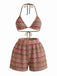 Set Bikini Triangolo a Maglia a Righe Halter Anni '60