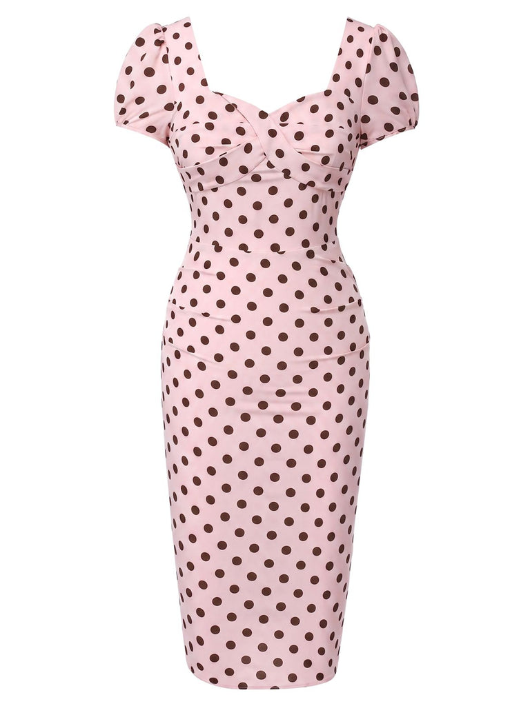 [Prevendita] Abito maniche a sbuffo scollo quadrato a pois rosa anni '60