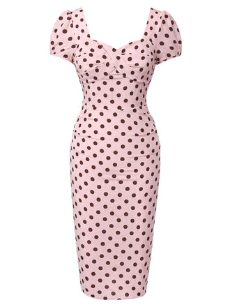 [Prevendita] Abito maniche a sbuffo scollo quadrato a pois rosa anni '60