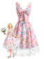 [Prevendita] Abito Multicolore Anni '50 in Pizzo con Floreale ad Acquerello