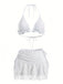 con Volant con Allacciatura al Collo Set Bikini & Floreale Pizzo Cover-Up Anni '60