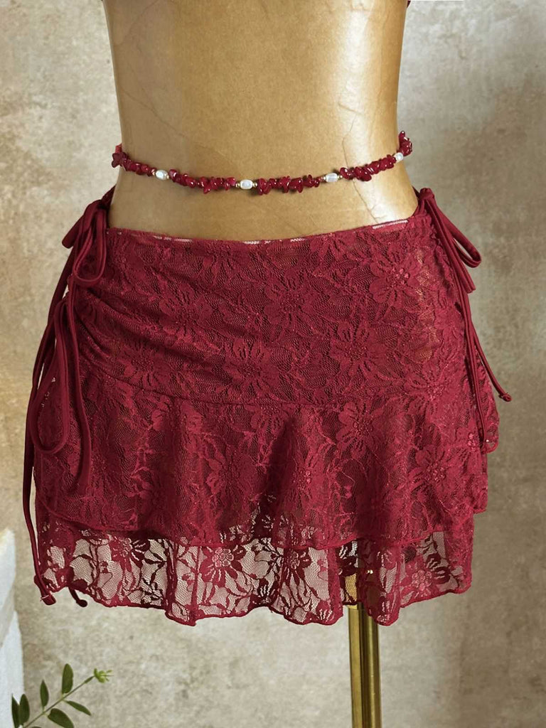 con Volant con Allacciatura al Collo Set Bikini & Floreale Pizzo Cover-Up Anni '60