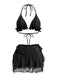 con Volant con Allacciatura al Collo Set Bikini & Floreale Pizzo Cover-Up Anni '60