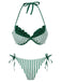 2PCS Bikini a righe e copricostume a balze grigio anni '60