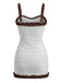 2PCS White 1960s Ruffle Tie Front Textured Bodycon Swimsuit - vintage swimsuit, pin-up style, elegant red