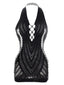 Mini copricostume bodycon anni '60 in rete e cut-out con scollo all'americana