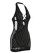 1960s Halter Fishnet Cutout Bodycon Mini Swimsuit Cover-Up - vintage swimsuit, pin-up style