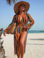 Set Bikini Anni '60 a Righe Verticali Allacciato e Copricostume
