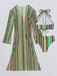 Set Bikini Allacciato a Righe Verticali con Copricostume Anni '60