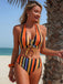 Set Bikini Allacciato a Righe Verticali con Copricostume Anni '60