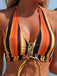 Set Bikini Allacciato a Righe Verticali con Copricostume Anni '60