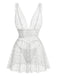 White lace dress with floral patterns on a white background