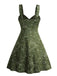Abito a ruota in pizzo paisley patchwork verde anni '50