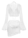 4PCS 1970s Halter Bikini Set & Sheer Bell Sleeve Cover-Up - vintage fashion, retro style