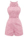 Pagliaccetto Halter Collo Tondo Floreale Traforato Anni '70