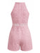 Pagliaccetto Halter Collo Tondo Floreale Traforato Anni '70