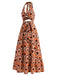[Prevendita] Abito Maxi Halter Scollo a V Profondo Ritagliato Stampa Astratta Anni '70