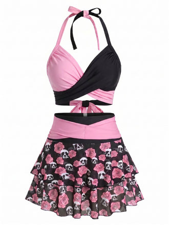 [Prevendita] Costumi gonna teschio e rosa gotico nero e rosa anni '80