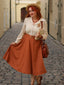 Abito color block con maniche lunghe cachi anni '50
