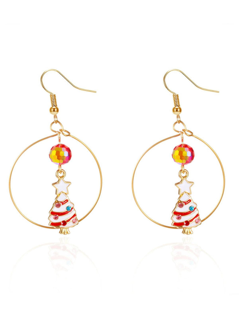 Orecchini a albero di Natale e pupazzo di neve e bastoncino di zucchero