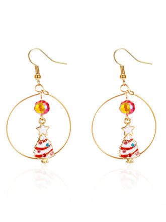 Orecchini a albero di Natale e pupazzo di neve e bastoncino di zucchero