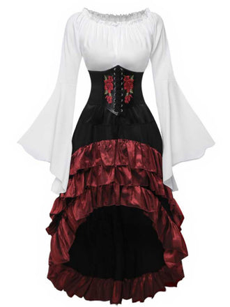 2PCS Set di costumi da pirata con volant Halloween anni '80