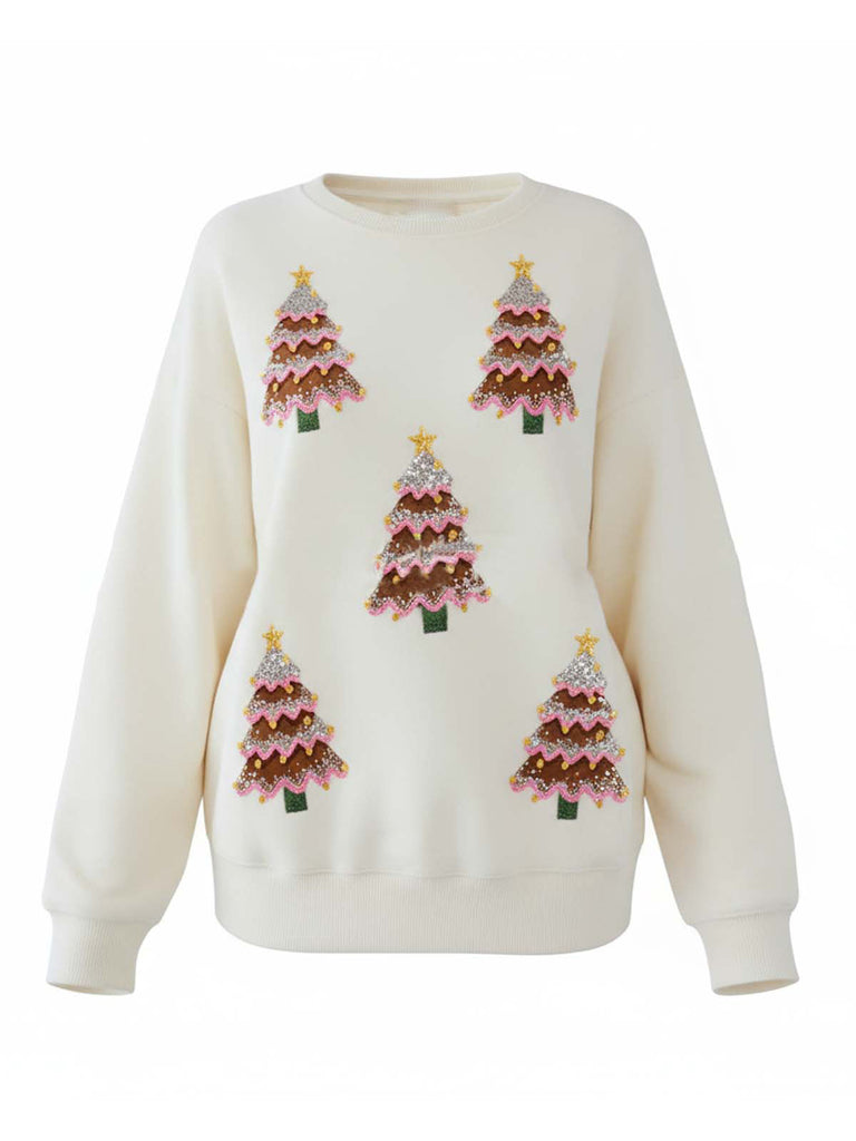 Maglione con paillettes a forma di albero di Natale anni '80