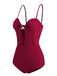 Costumi intero con lacci spalline sottili bordeaux anni '60