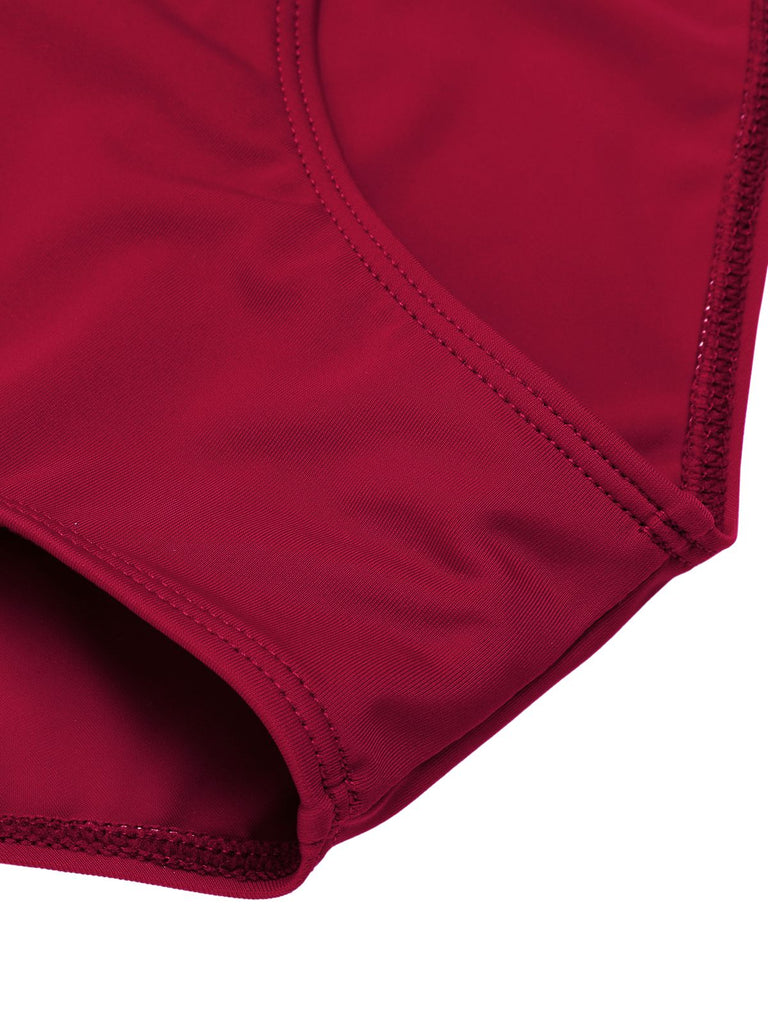 Costumi intero con lacci spalline sottili bordeaux anni '60