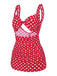 Costumi intero a pois con spalline rosso anni '40