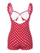 Costumi intero a pois con spalline rosso anni '40
